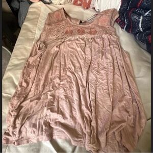 Pink Sleeveless Top with Lace Detail